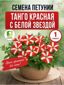 Петуния крупноцветковая Танго Красная с белой звездой (ПРОФИ)